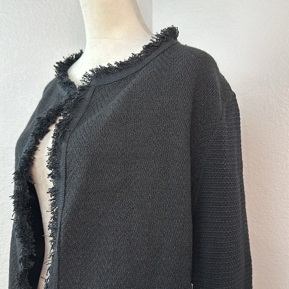 NIC + ZOE Black FRINGE MIX KNIT JACKET Size Large NWT - Picture 12 of 16